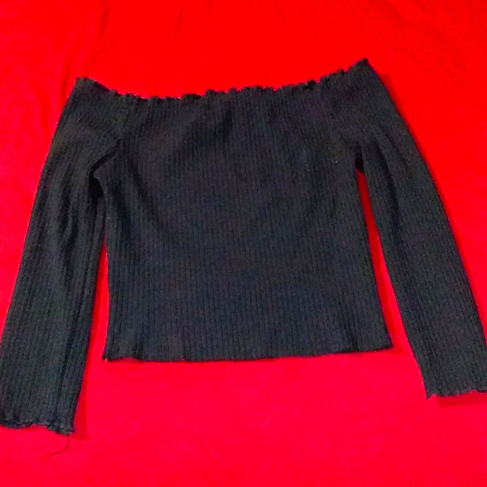 Black ruffled long sleeve